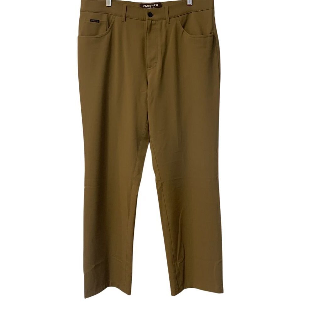 Alberto Men's Dress Pants Size 52 Brown Flat Front Straight‎ Leg Casual